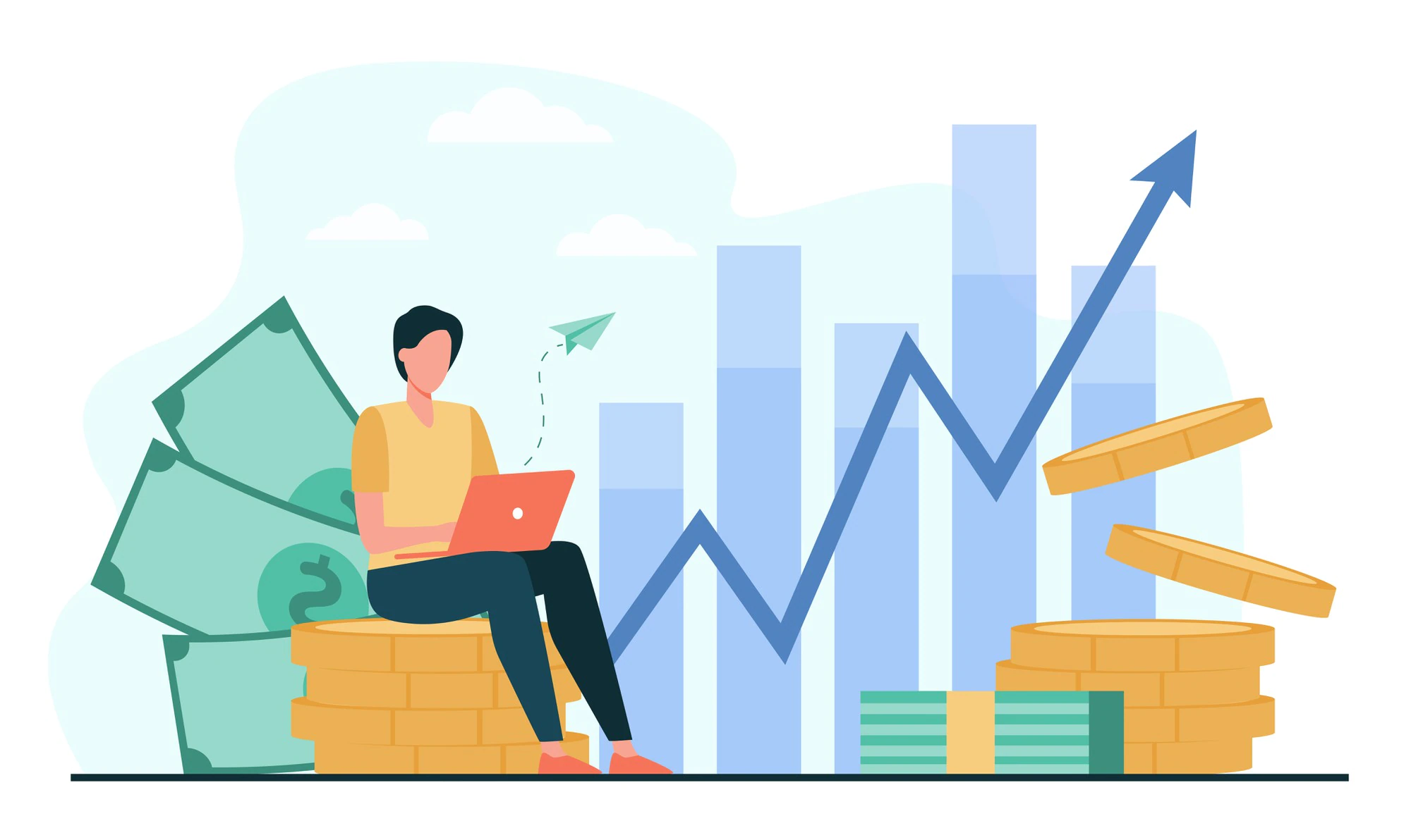 investor-with-laptop-monitoring-growth-dividends-trader-sitting-stack-money-investing-capital-analyzing-profit-graphs-vector-illustration-finance-stock-trading-investment_74855-8432